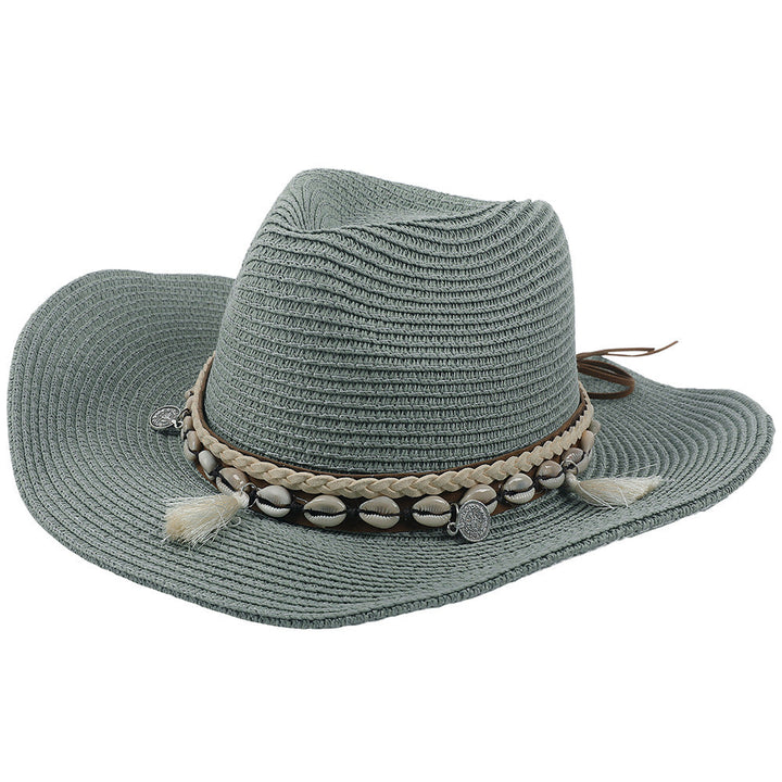 Light summer hat with shells and tassels - Jasmine-Green-The Livary