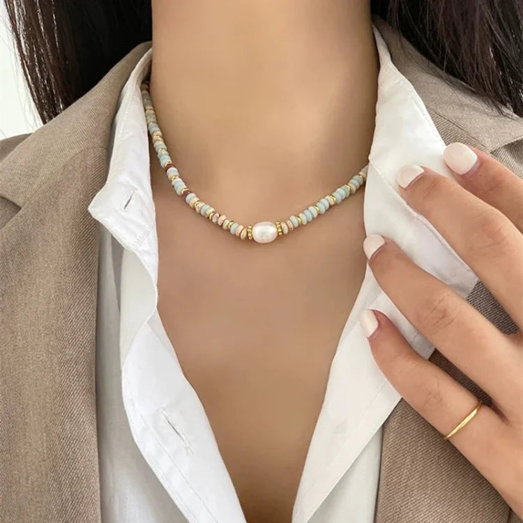 Colourful Natural Stone Jewellery Set - Elena-Chain-The Livary