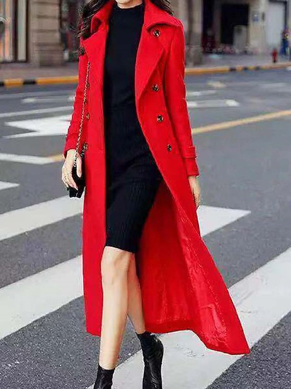 Stylish Wool Ladies' Coat - Elora-Red-S-The Livary