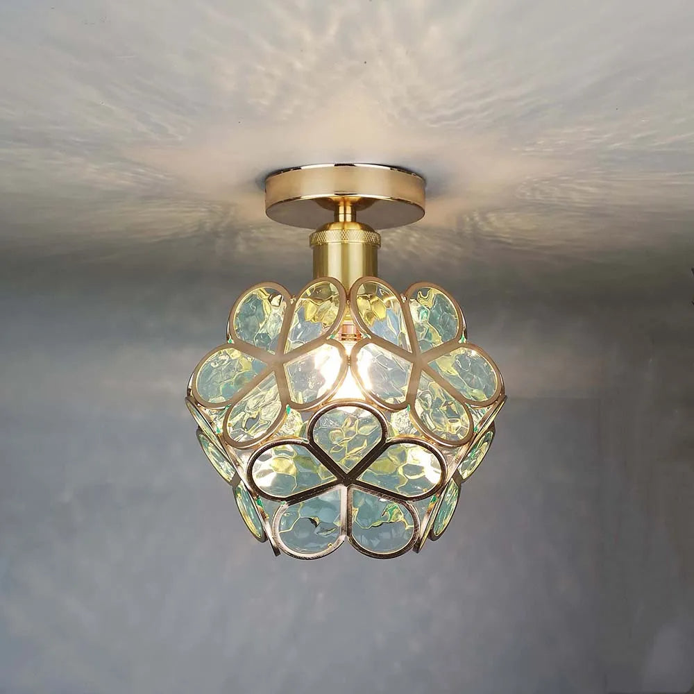 Glass Flower Ceiling Lamp - FloraGlow-Green-D7.87*H9.84 inches-The Livary