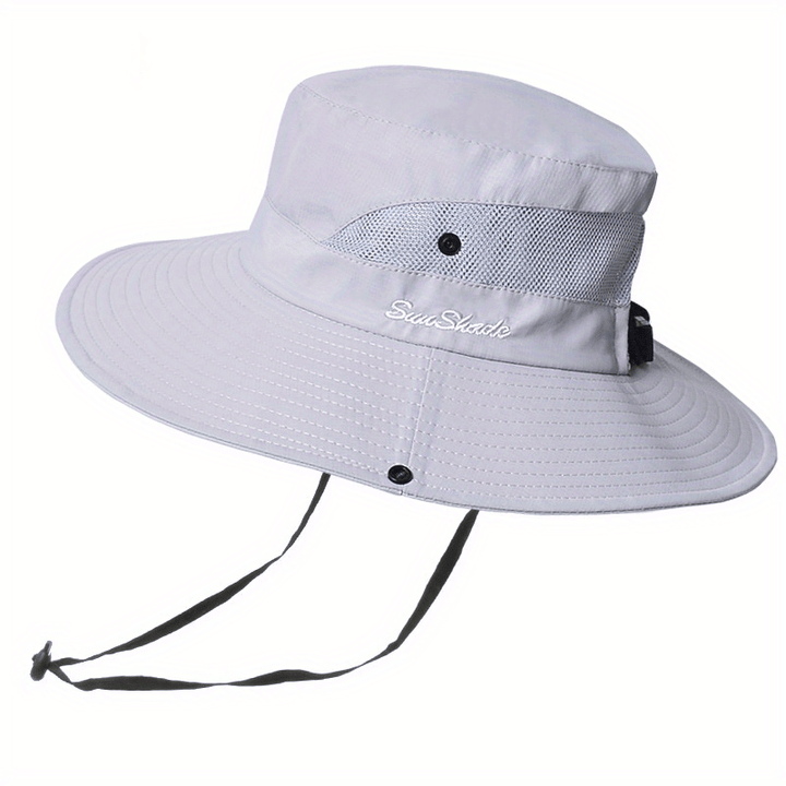 Stylish women's UV protection sun hat with a wide brim – Livia-Pure Light Grey-The Livary