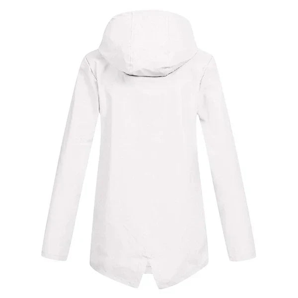 Trendy Women's Rain Jacket with Hood - Liora-Beige-S-The Livary