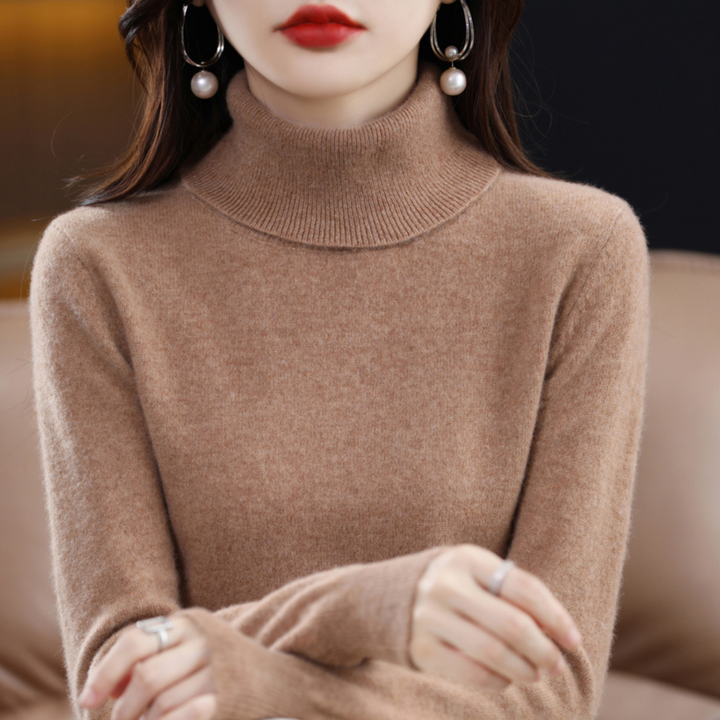 Luxury Cashmere Ladies Turtleneck - Elena-Brown-S-The Livary