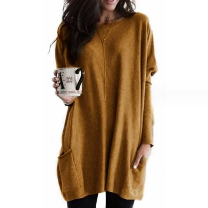 Trendy Tunic with Long Sleeves - Celina-Yellow-S-The Livary