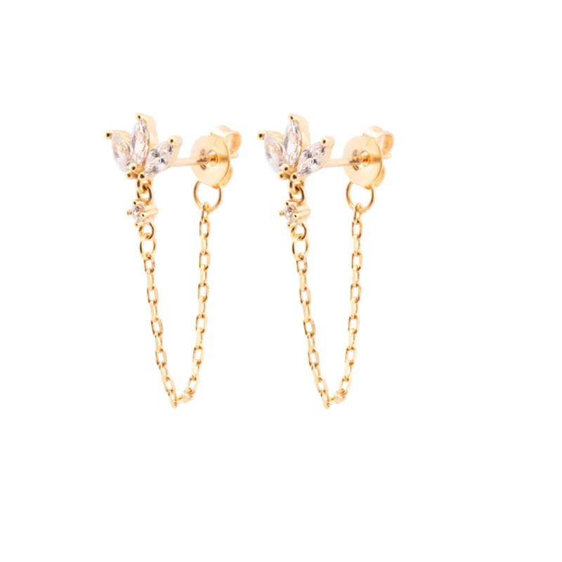 Timeless Drop Earrings - Elodie-Crown Chain Earrings-Gold-The Livary