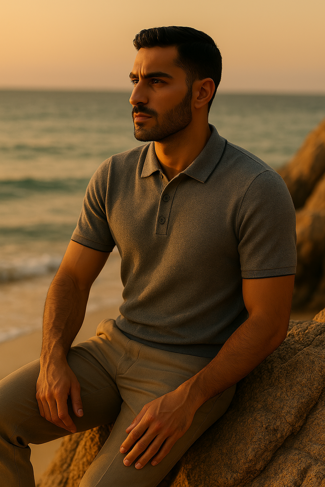 Stylish men's polo made of cashmere-merino wool – Renzo-S-The Livary