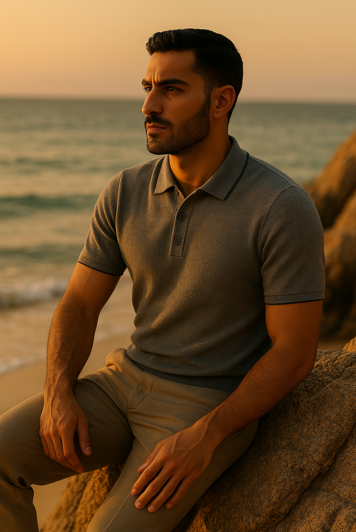 Stylish men's polo made of cashmere-merino wool – Renzo-S-The Livary