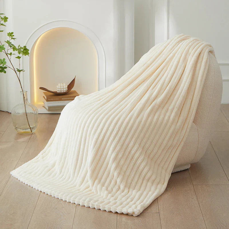 Wide Striped Flannel Fleece Blanket - CozyStripe