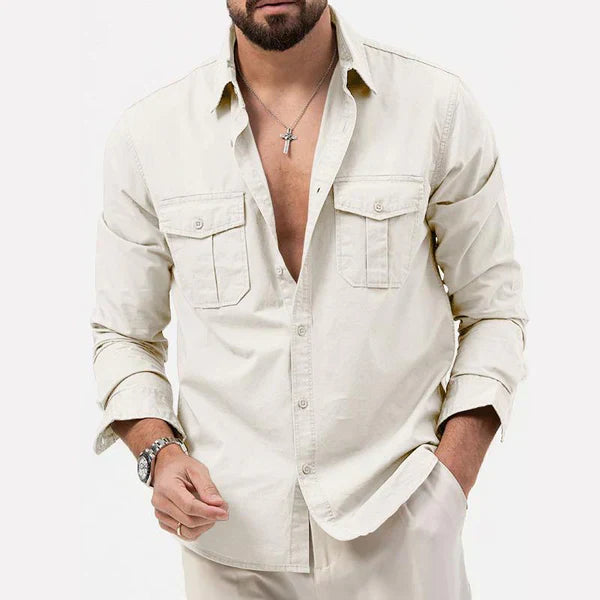 Stylish Men's Cargo Shirt - Tobias-White-S-The Livary