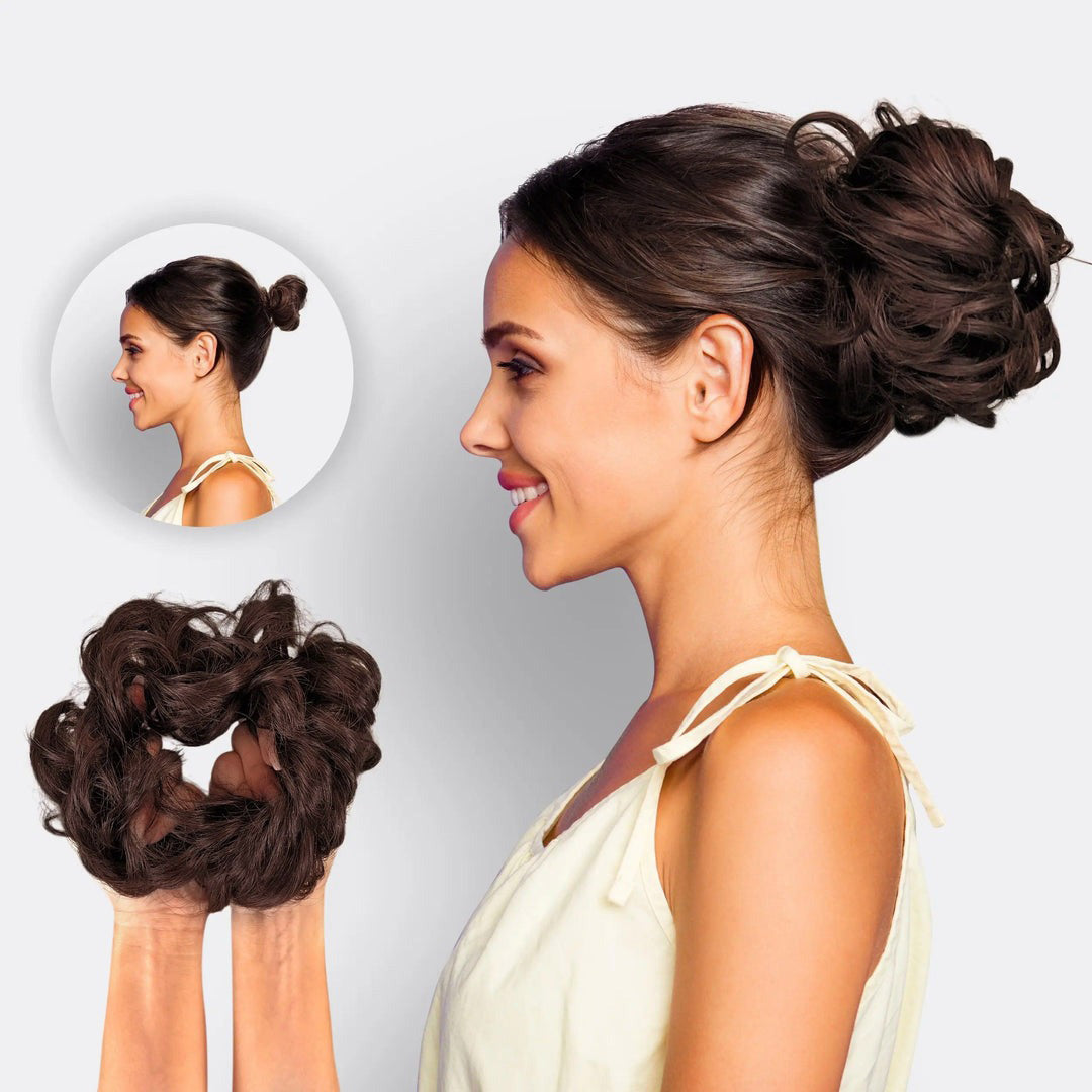 Hairextension Scrunchie – BunPop-Dark brown-The Livary