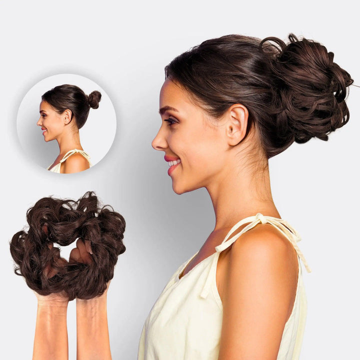Hairextension Scrunchie – BunPop-Dark brown-The Livary