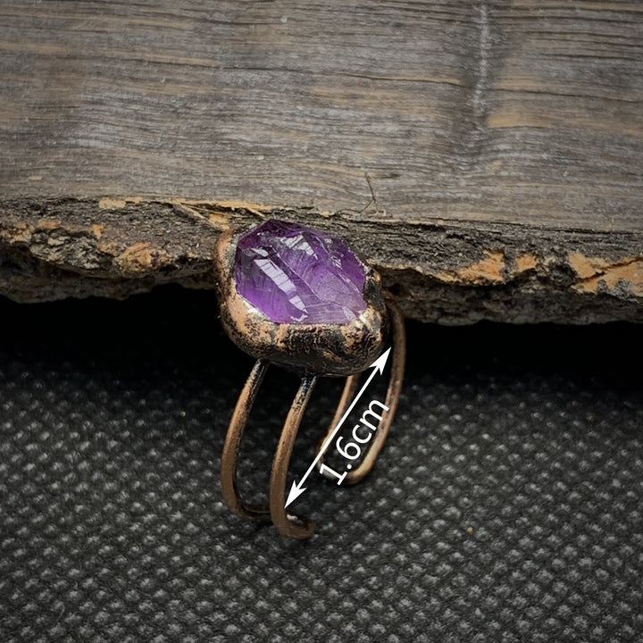 Natural Raw Birthstone Ring - Selina-January & Pomegranate-The Livary