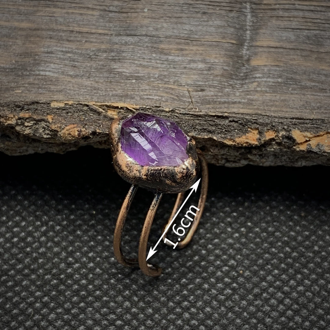 Natural Raw Birthstone Ring - Selina-January & Pomegranate-The Livary