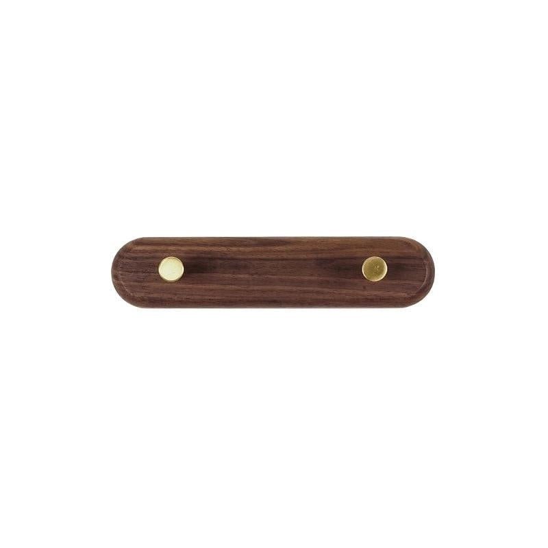 Wooden Wall Coat Rack with Brass Hooks - LignaHook-Black Walnut-2 hooks (20cm)-The Livary