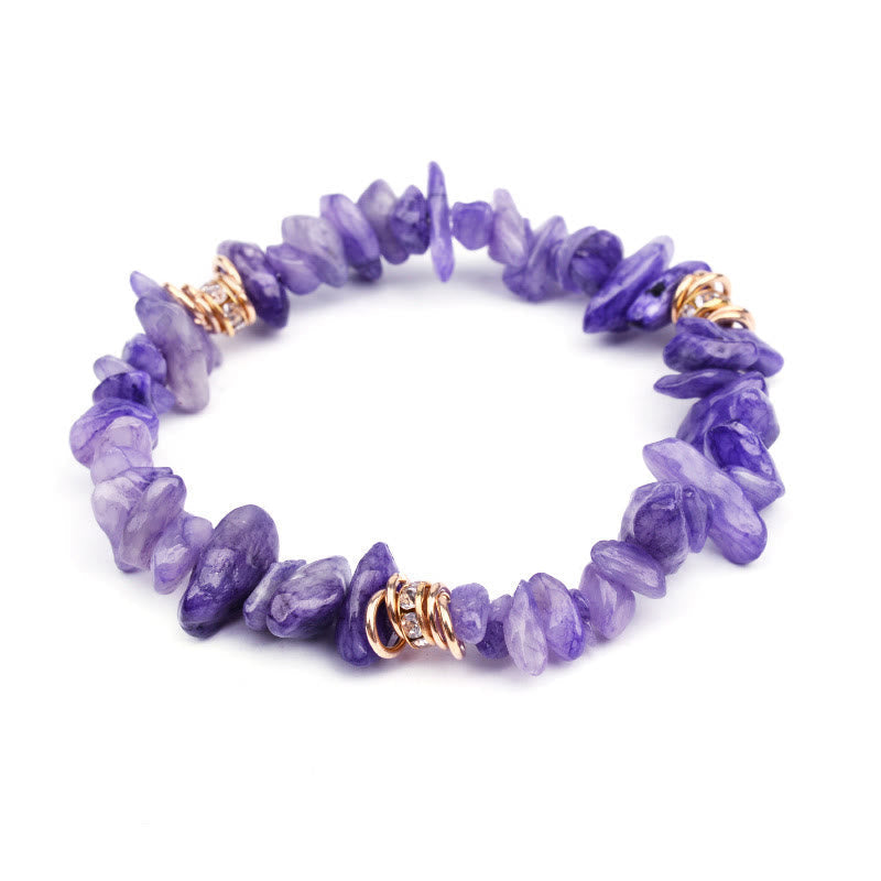 Stylish Natural Stone Crystal Beads Bracelet - Celine-Purple Jade-The Livary