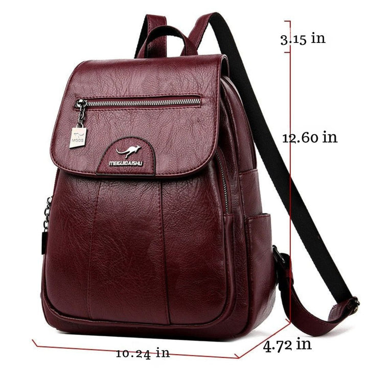 Luxury Leather Women's Backpack - Isolde-Bordeaux red-The Livary