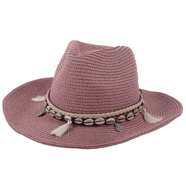 Light summer hat with shells and tassels - Jasmine-Purple-The Livary