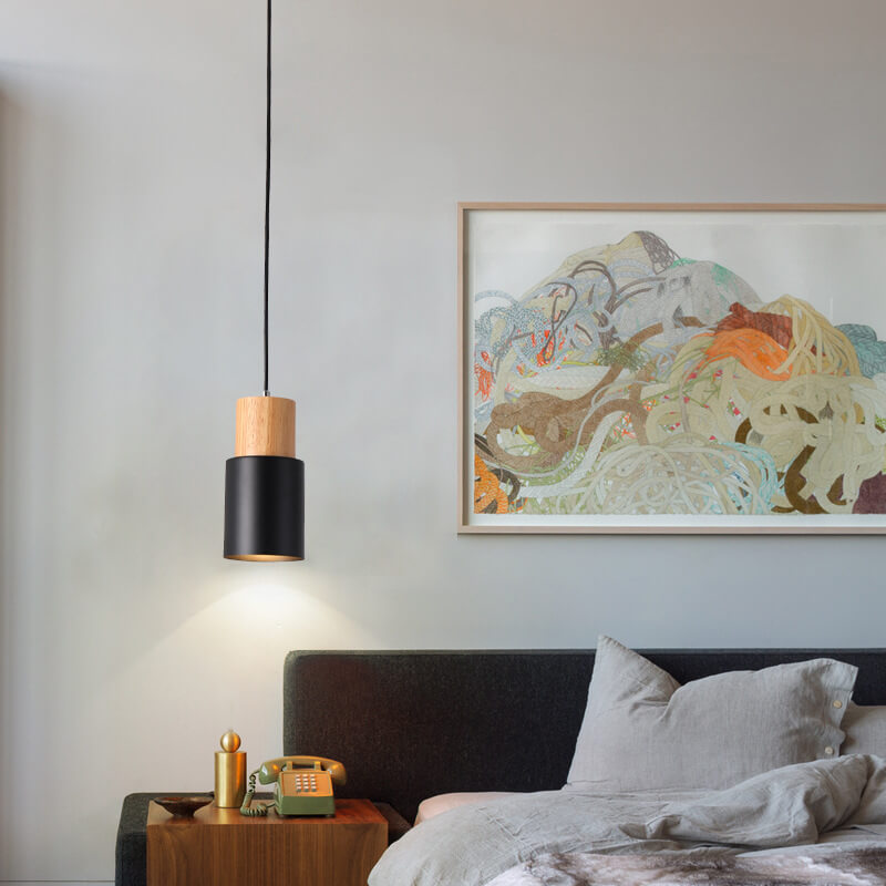 Minimalist LED Cylinder Pendant Lamp - NordicGlow-Black-The Livary