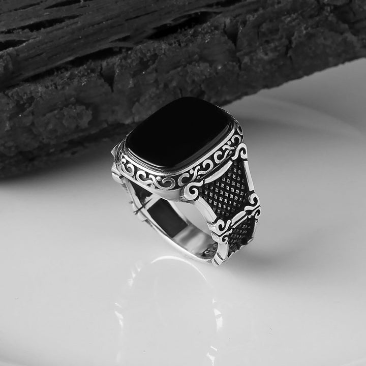 Black Onyx Silver Ring for Men - Max-2.24 in-The Livary