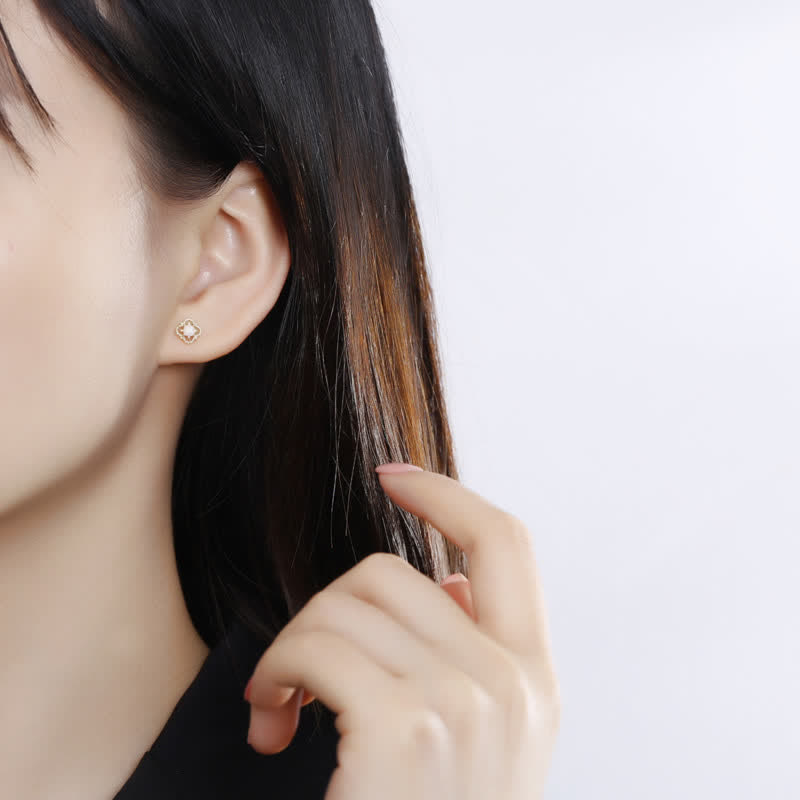 Delicate Vintage Earrings with Opal - Seraphina-Gold-The Livary
