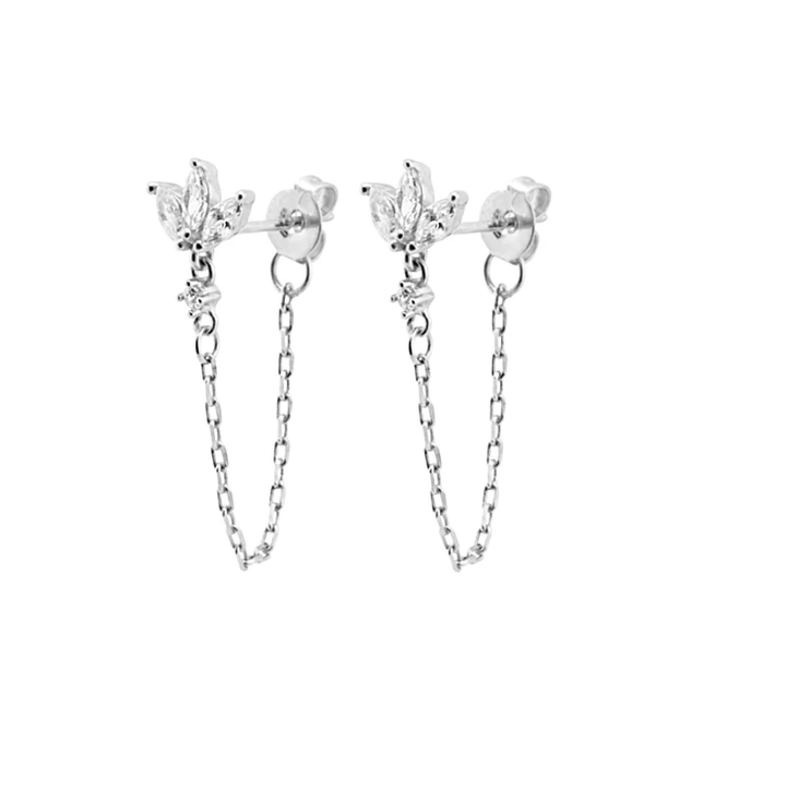 Timeless Drop Earrings - Elodie-Crown Chain Earrings-Silver-The Livary