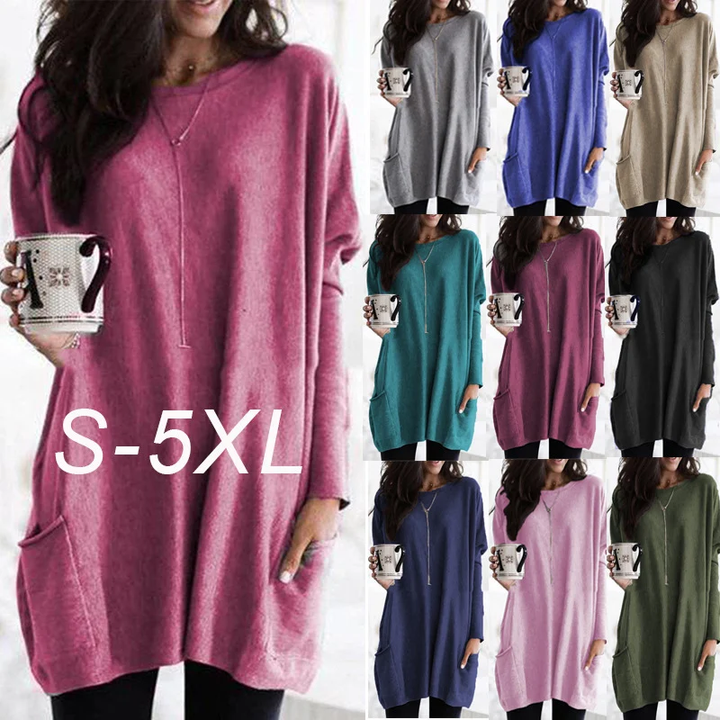 Trendy Tunic with Long Sleeves - Celina-Dark pink-S-The Livary