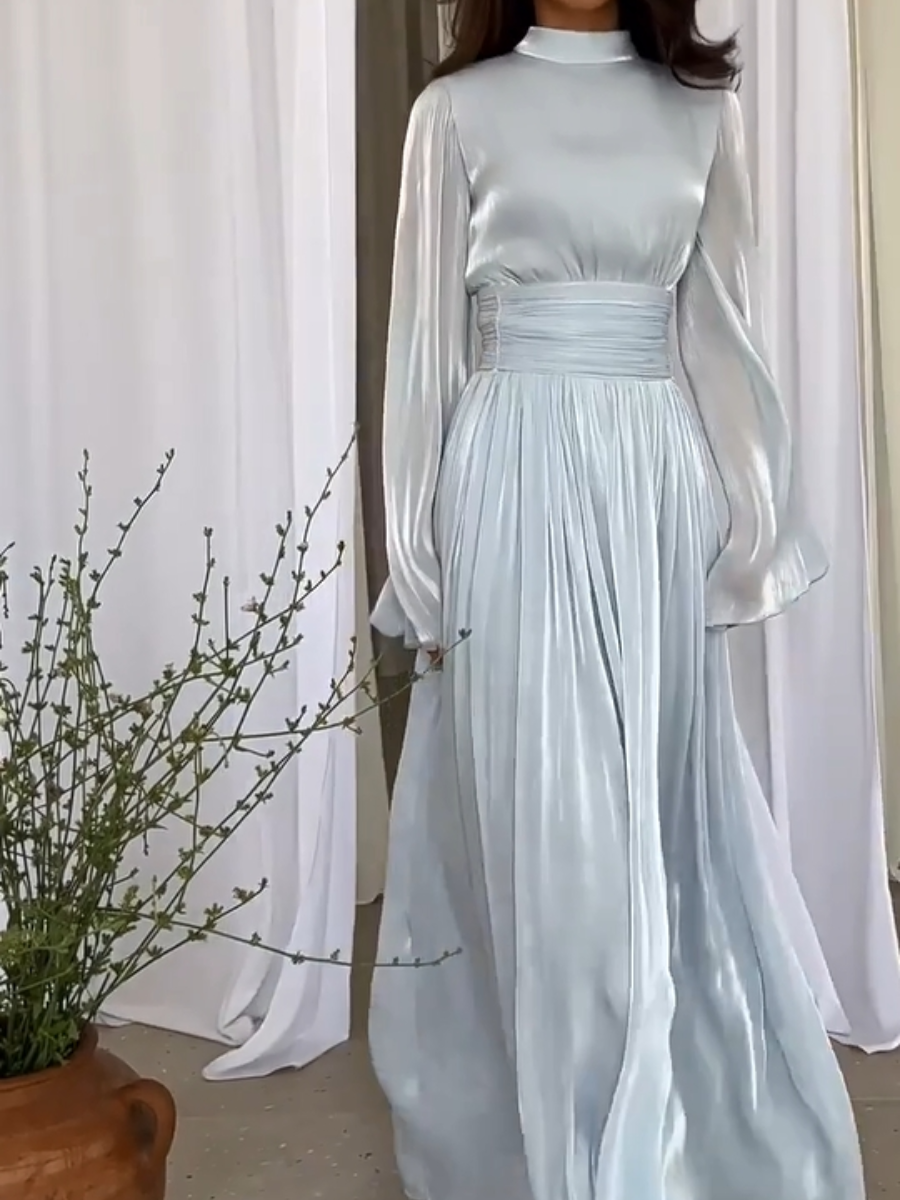 Imaginative maxi dress with flowing cut - Valentina-Blue-S-The Livary