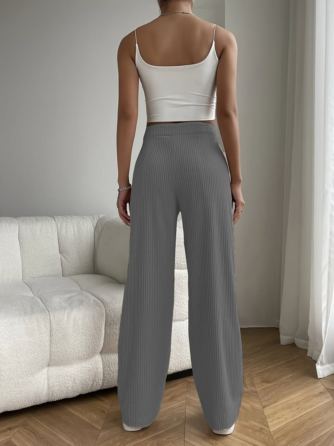 Casual Corduroy Trousers for Women - Elara-Grey-XS-The Livary