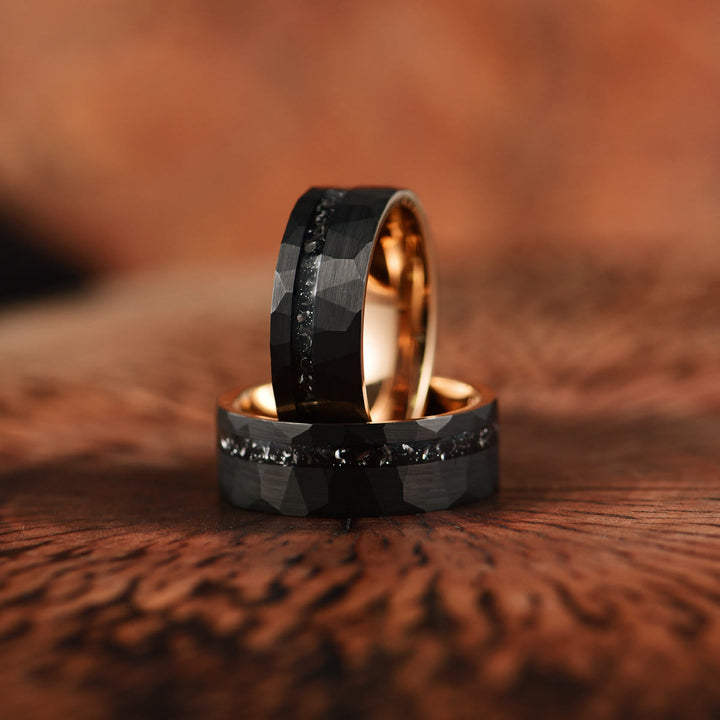 8mm Black Tourmaline Tungsten Carbide Ring - Ares-2.13 inches-The Livary