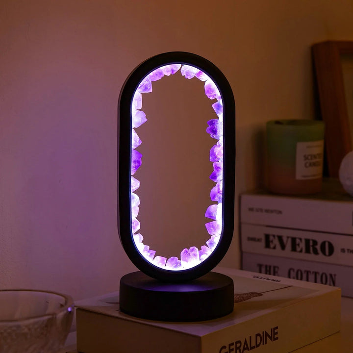 Handmade Amethyst Lamp - Serenith-Amethyst Raw Black-The Livary