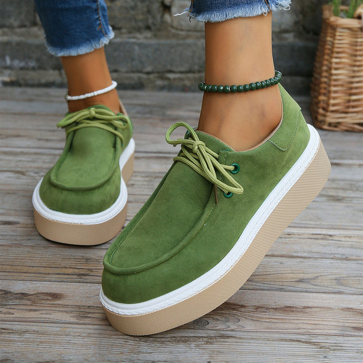 Comfortable ladies' lace-up shoes with cushioning – Aveline-Green-3-The Livary