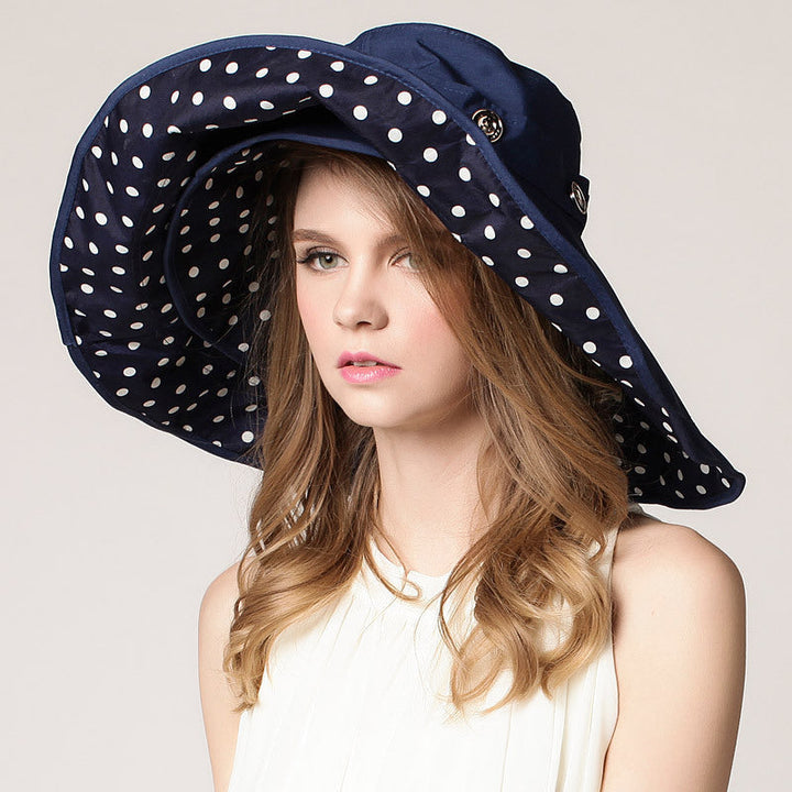 Lightweight, sun-resistant women's beach hat with a wide brim – Cleofa-Blue-The Livary