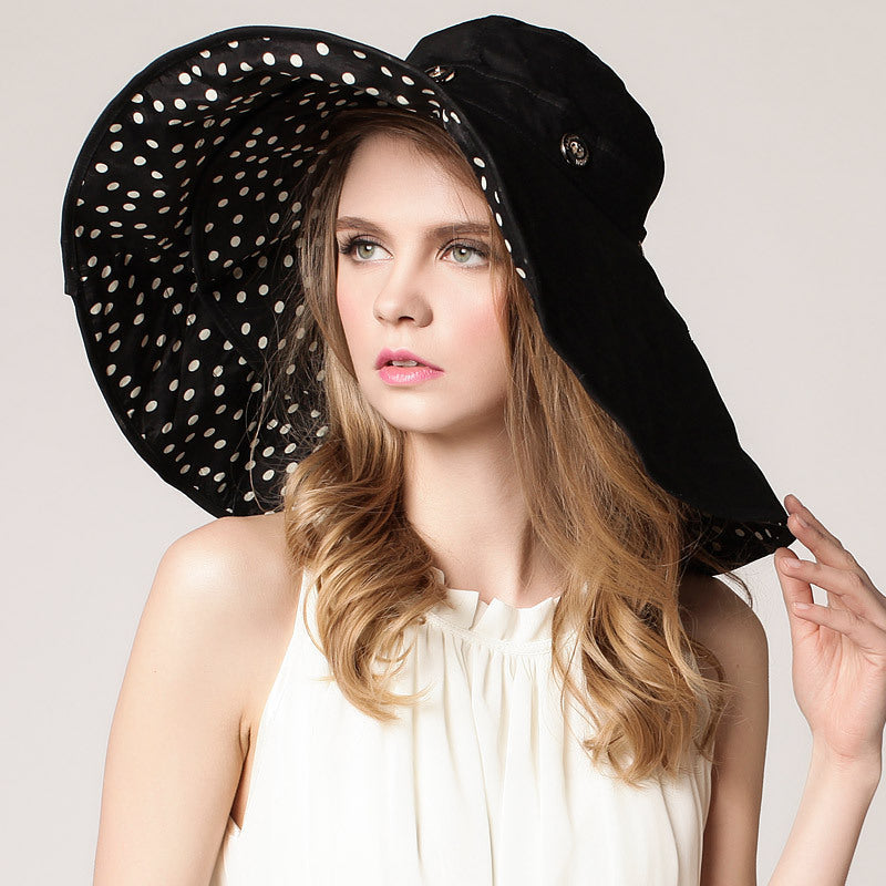 Lightweight, sun-resistant women's beach hat with a wide brim – Cleofa-Black-The Livary