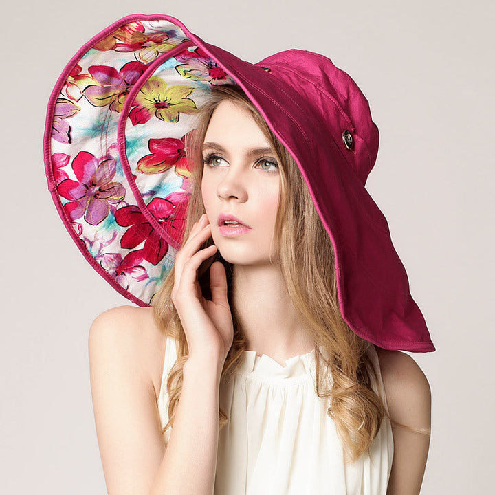 Lightweight, sun-resistant women's beach hat with a wide brim – Cleofa-Red-The Livary