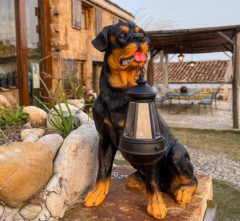 Solar Dog Figurine with LED Lighting - LumiPup-Rottweiler-The Livary