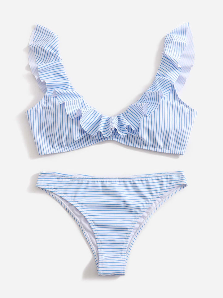Blue and White Striped Bikini - Lina-XS-The Livary