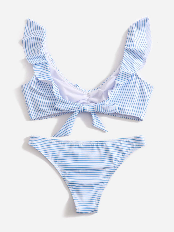 Blue and White Striped Bikini - Lina-XS-The Livary