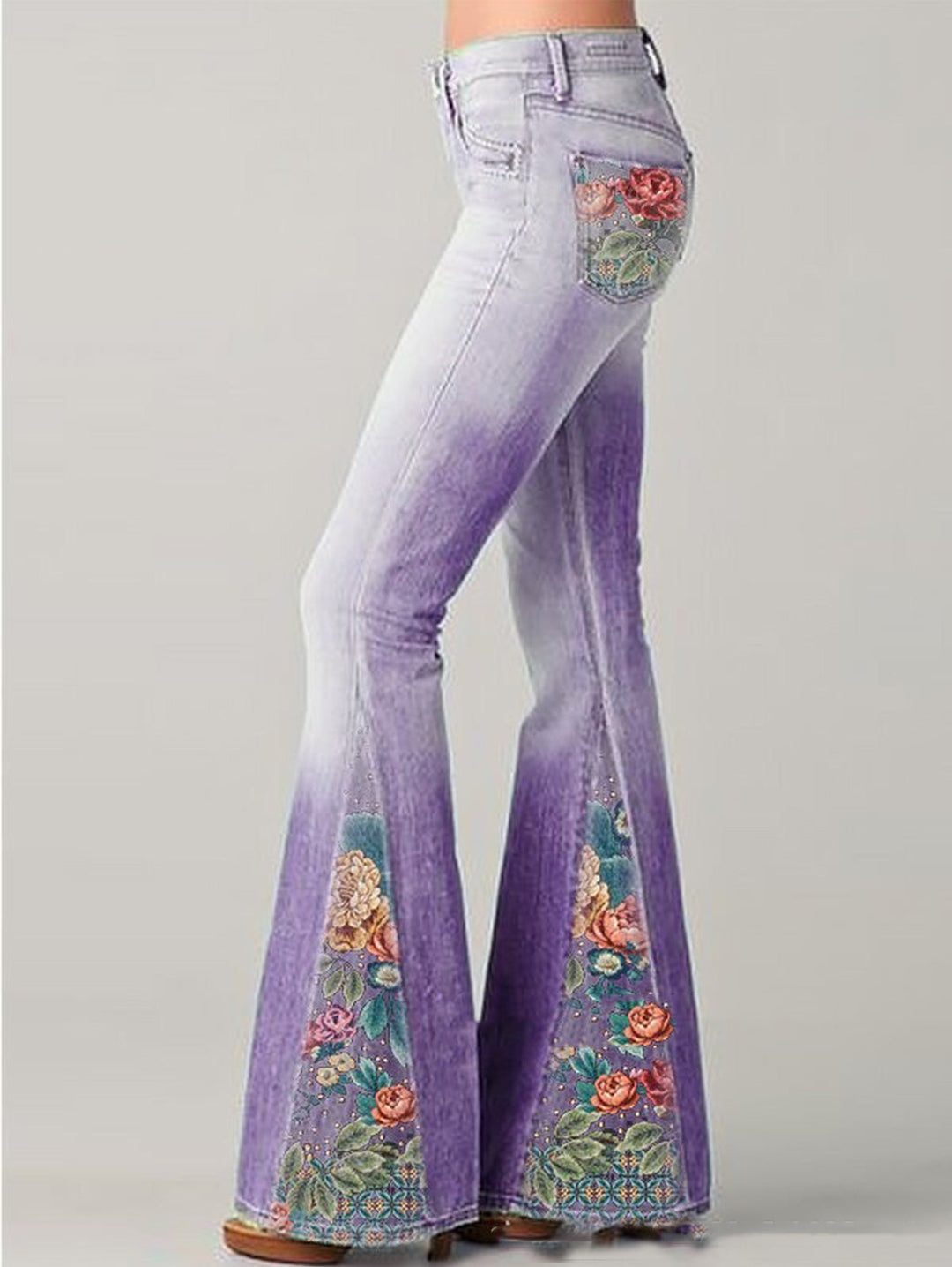 Wide Leg Trousers with Trendy Floral Print - Luna-Blue-S-The Livary