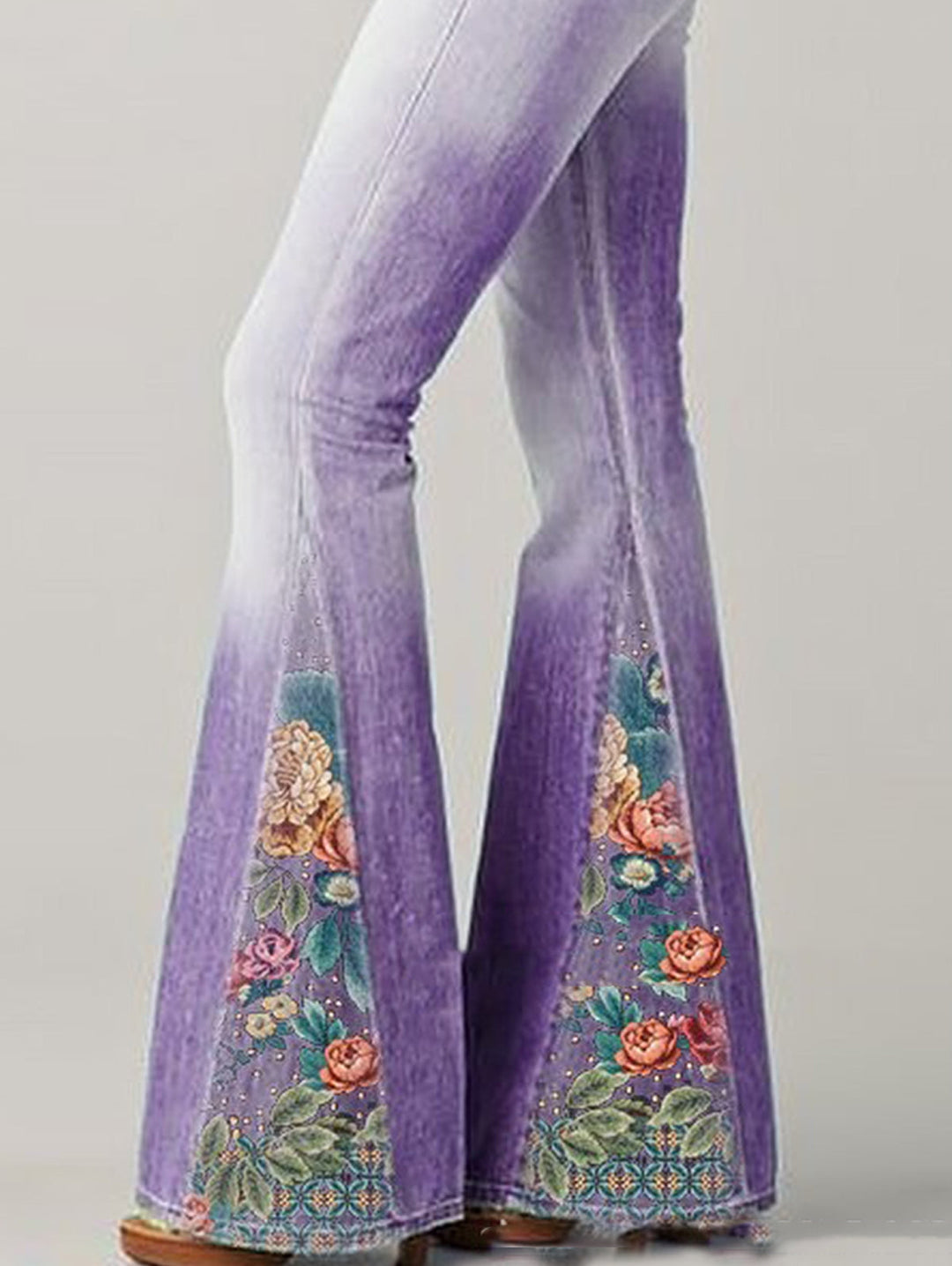 Wide Leg Trousers with Trendy Floral Print - Luna-Blue-S-The Livary
