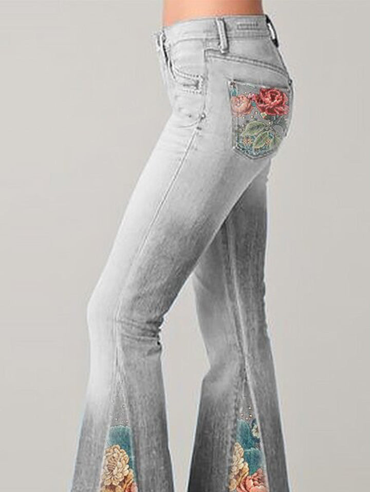 Wide Leg Trousers with Trendy Floral Print - Luna-Blue-S-The Livary