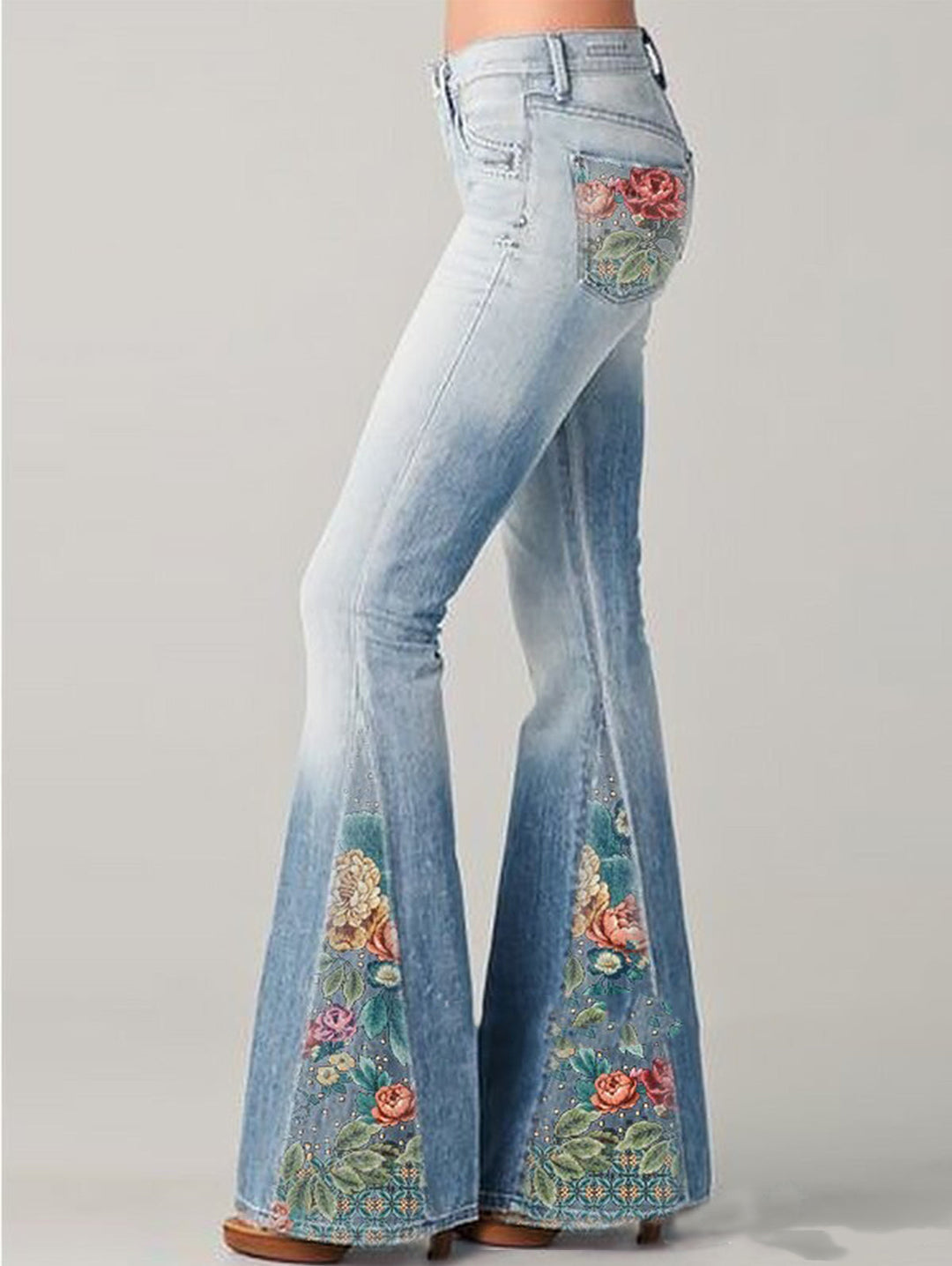 Wide Leg Trousers with Trendy Floral Print - Luna-Blue-S-The Livary