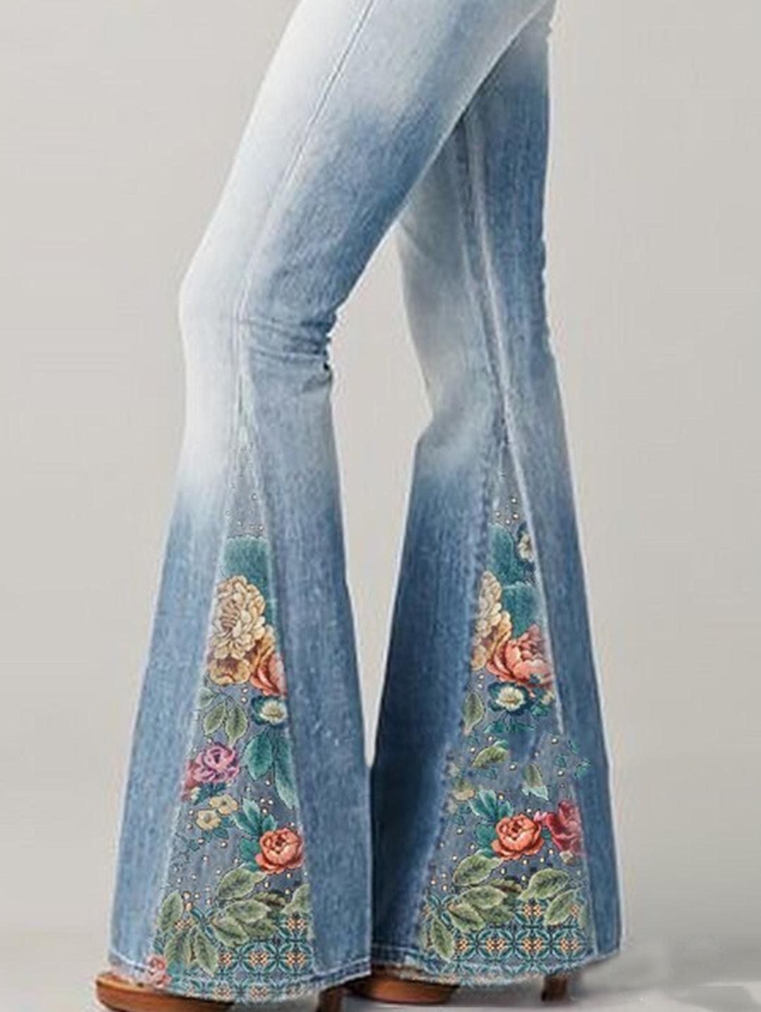 Wide Leg Trousers with Trendy Floral Print - Luna-Blue-S-The Livary