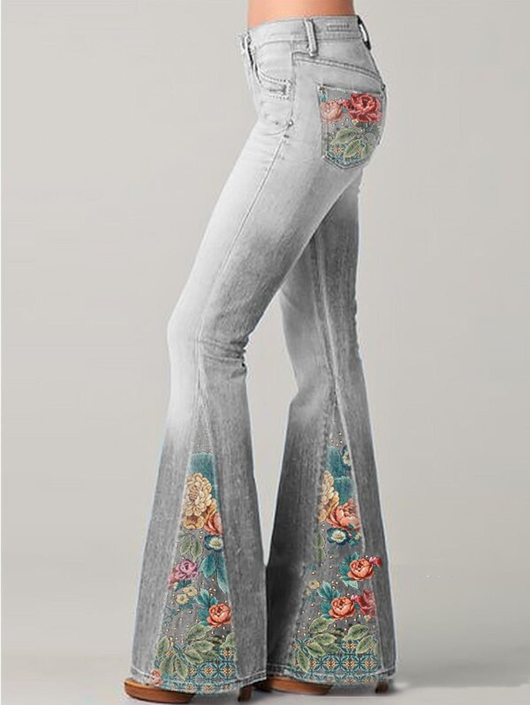 Wide Leg Trousers with Trendy Floral Print - Luna-Blue-S-The Livary