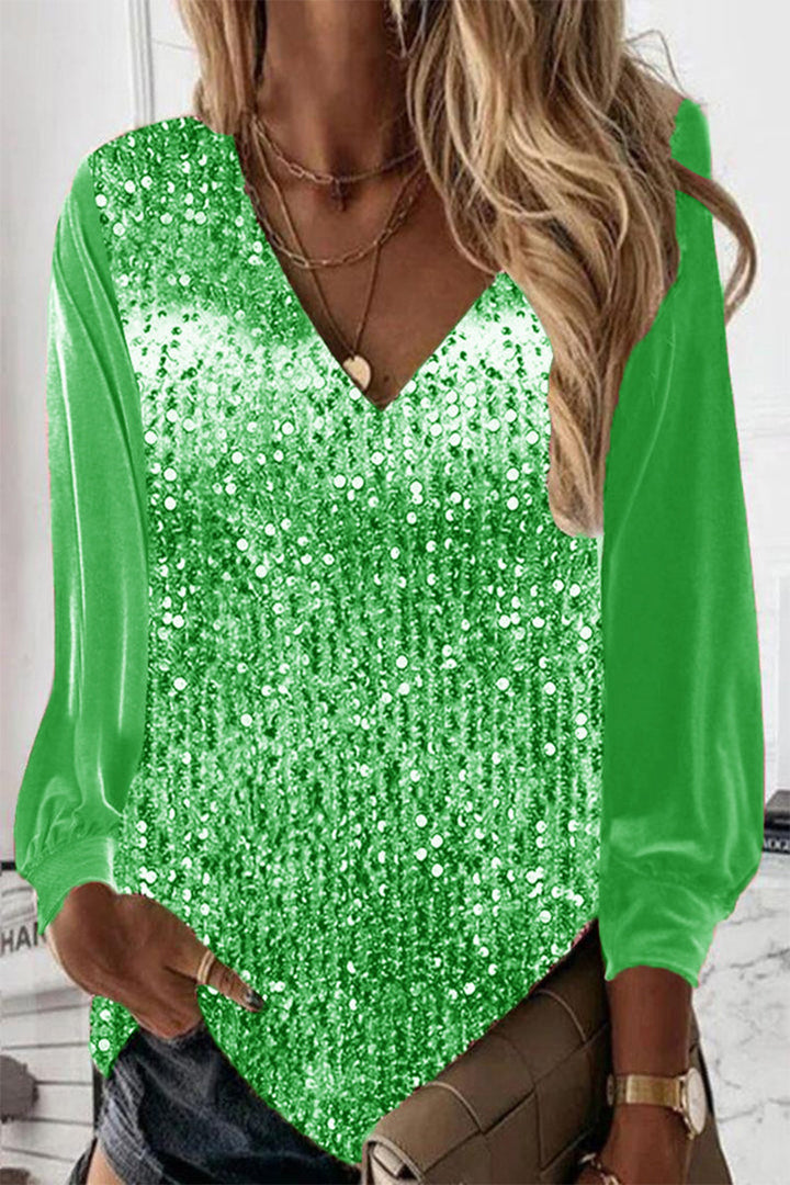 Simple Ladies Glitter Blouse - Elodie-Green-S-The Livary