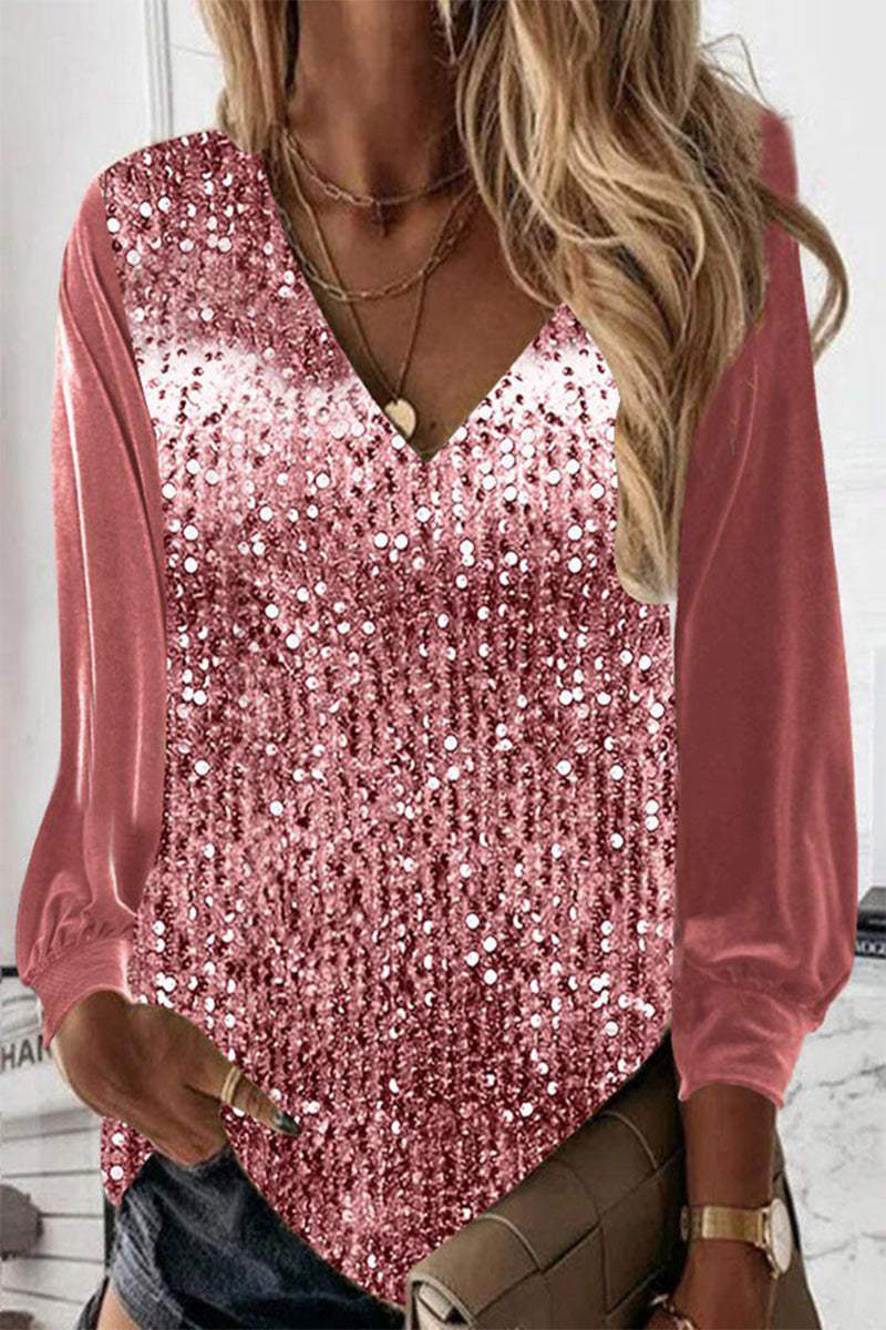 Simple Ladies Glitter Blouse - Elodie-Pink-S-The Livary