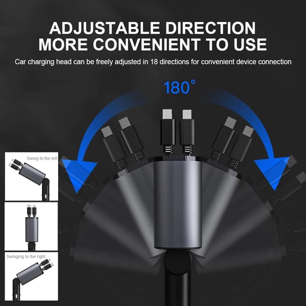 Retractable Car Fast Charger – VoltEdge-USB-C + iPhone-The Livary