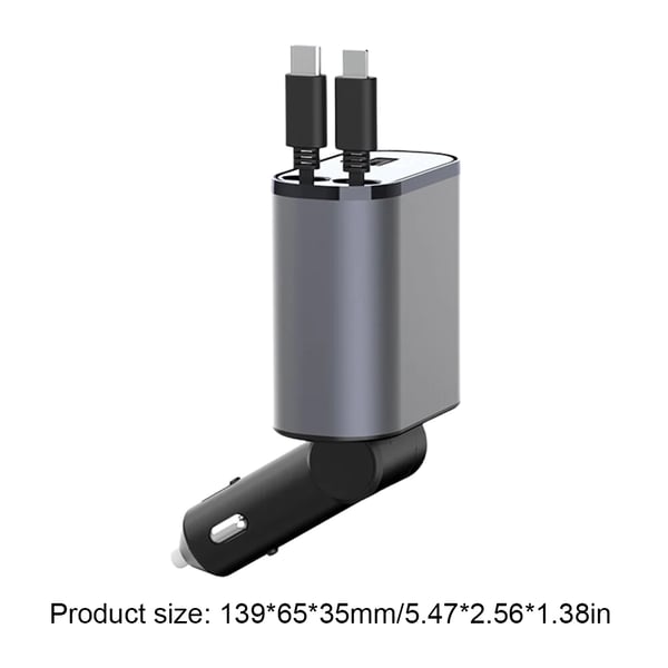 Retractable Car Fast Charger – VoltEdge-USB-C + iPhone-The Livary