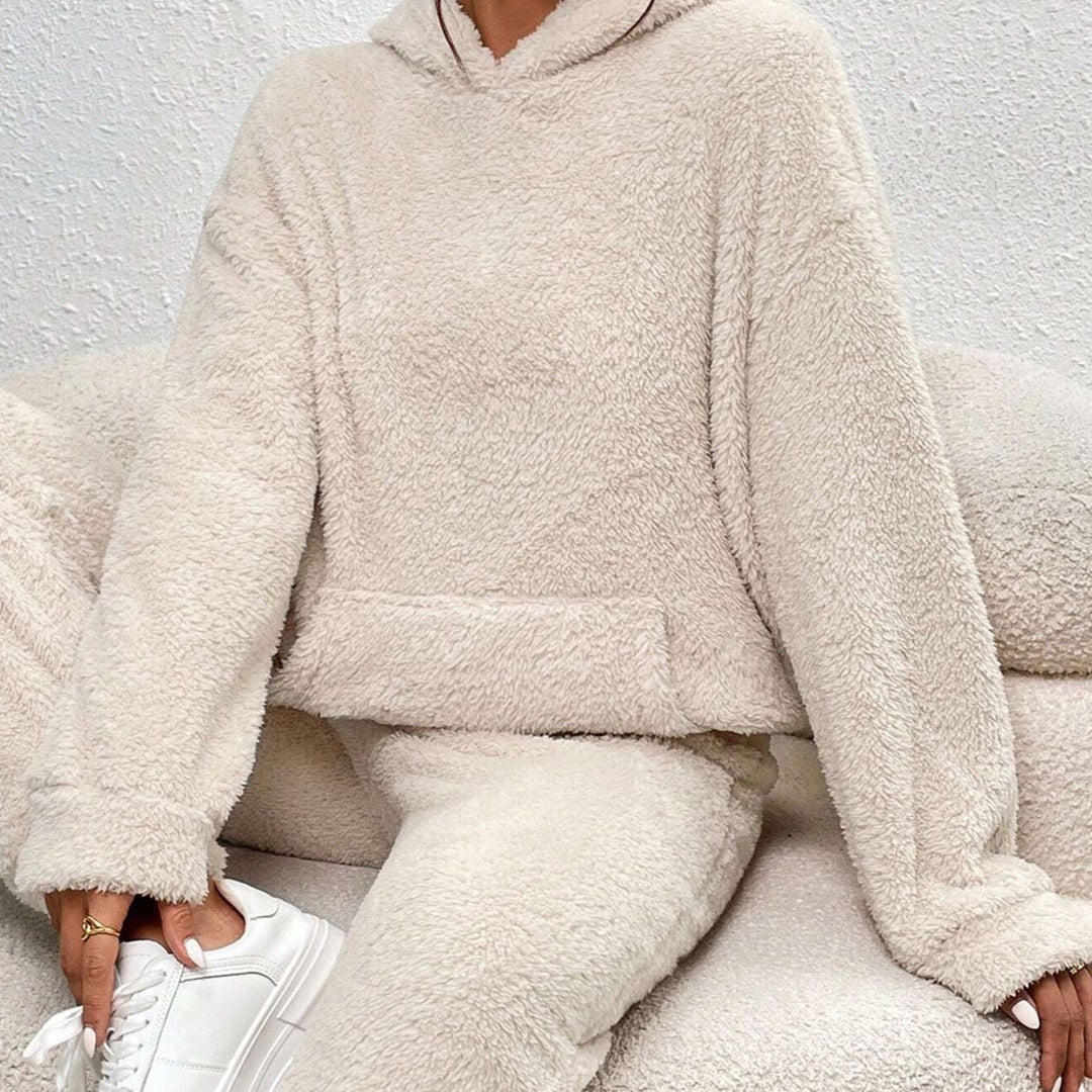 Ultra-Comfortable Teddy Loungewear with Hood - Lana-Beige-XS-The Livary