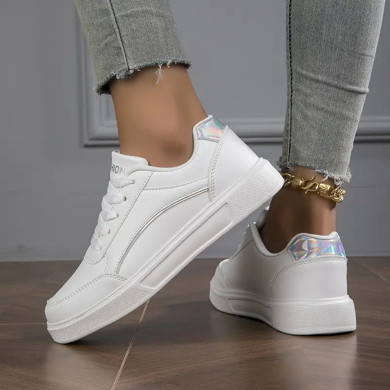 Stylish Lightweight Women's Sneakers - Elena-Silver-3.5-The Livary