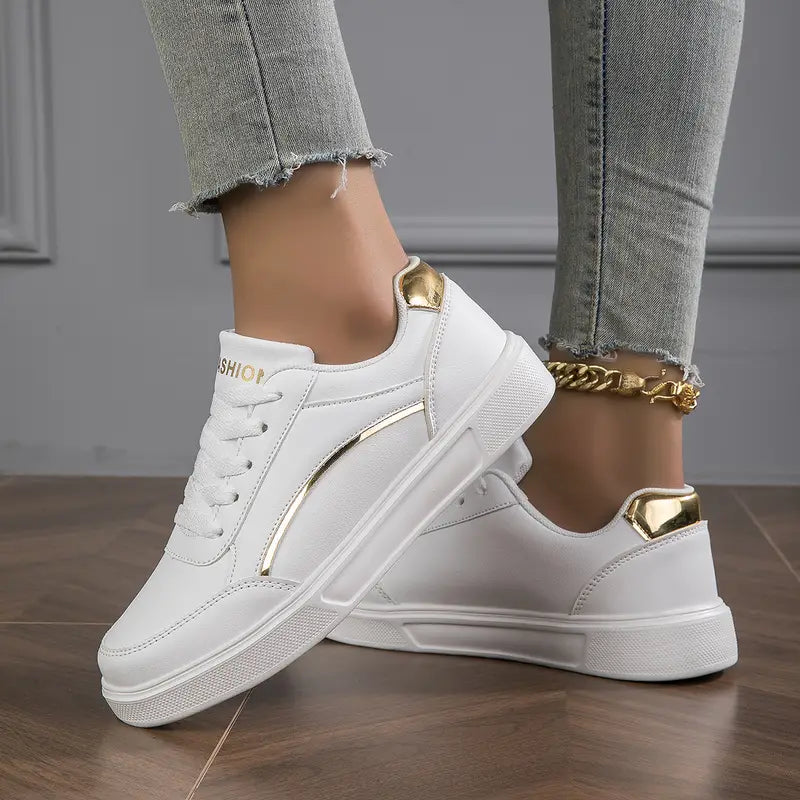 Stylish Lightweight Women's Sneakers - Elena-Gold-3.5-The Livary